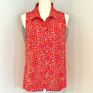 CAbi Red and Pink Sleeveless Blouse